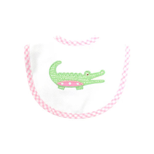 3 Marthas Velcro Bib Pink Alligator