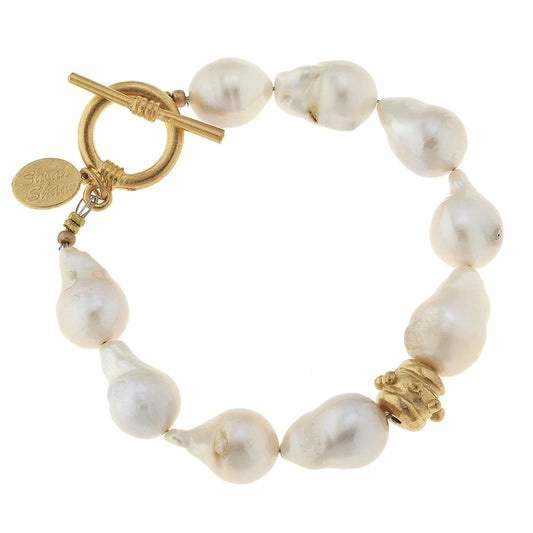 Susan Shaw Double Link Baroque Pearl Bracelet