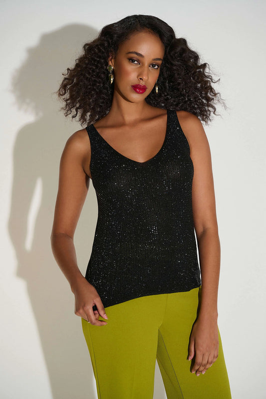 Joseph Ribkoff Metallic Knitted Camisole with Rhinestones