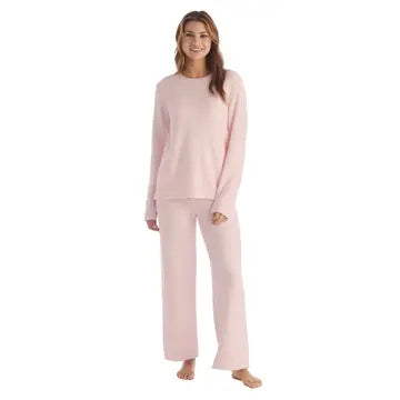 Softies Heather marshmallow Crew lounge set with long pant