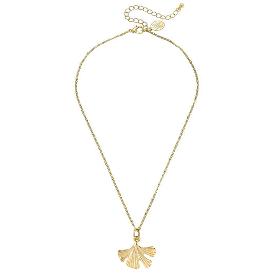 Susan Shaw Gold Ginkgo Leaf Tiny Chain