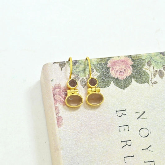 Alya Earring Gold Silver 925 - Morganite & Strawberry Quartz