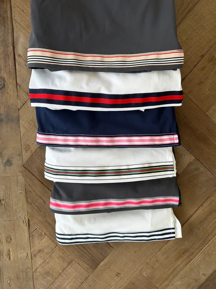 Pearly Vine Violet Skort Navy with Navy, Pink and White Stripe Ribbon