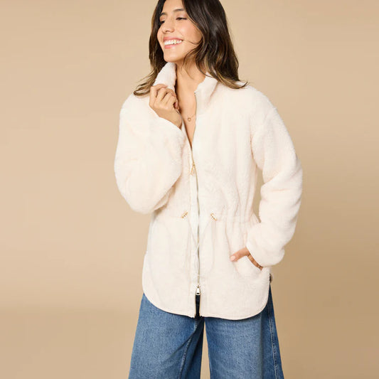 Softies Dream Plush Zip Jacket-Almond