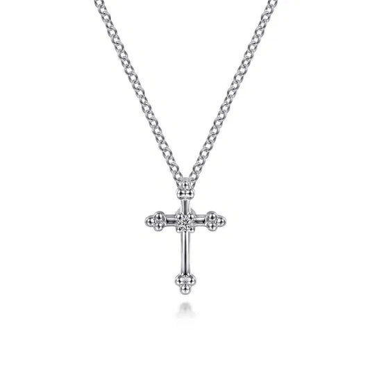 Gabriel Sterling Silver & Diamond Cross Pendant Necklace