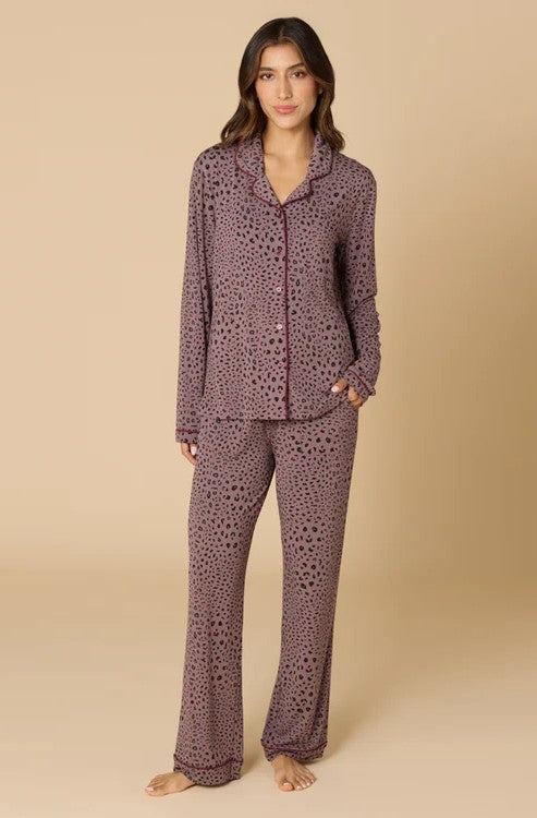 Softies Aria Slim Notch Collar Capri PJ Set-Wild Driftwood