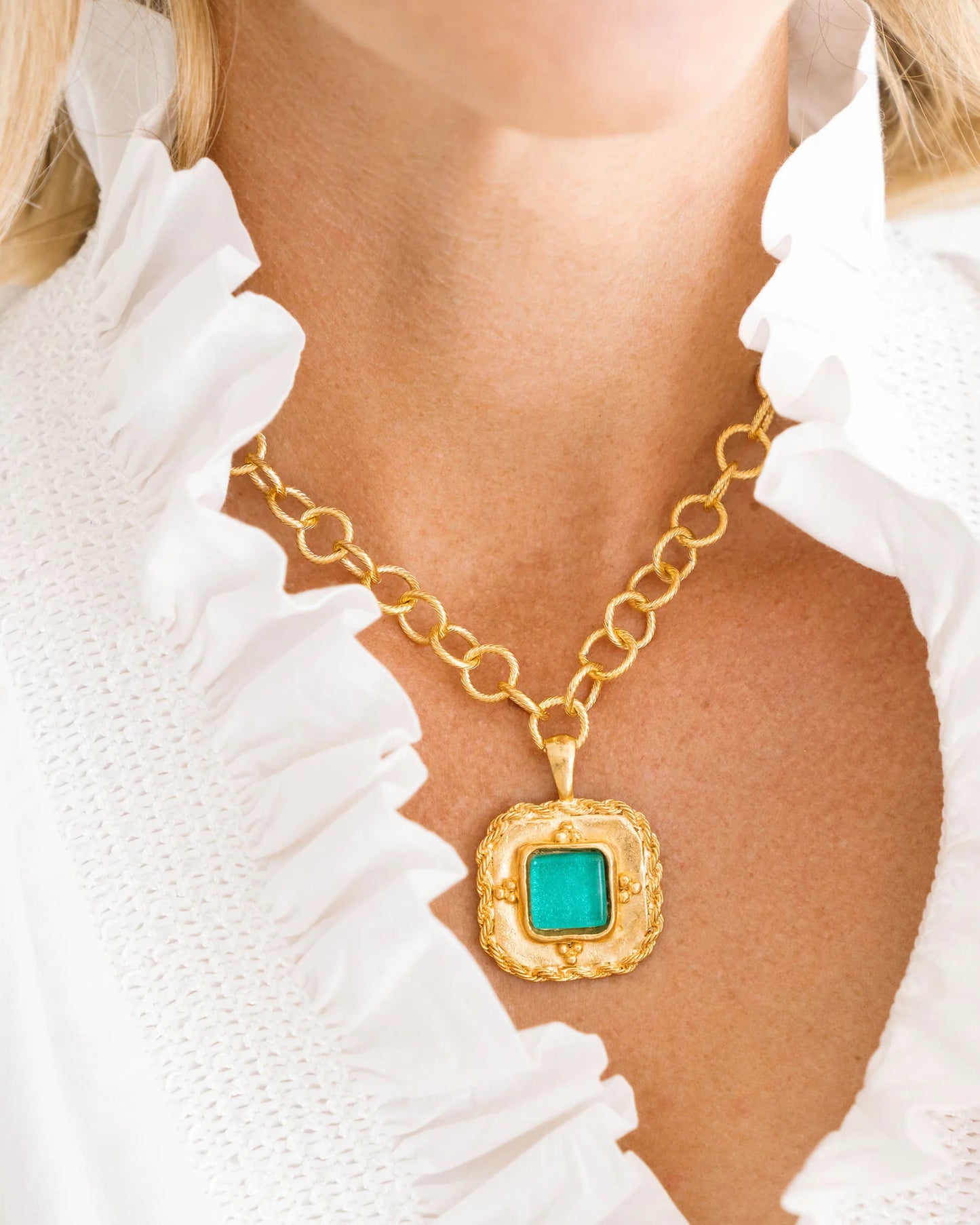 Susan Shaw Madeline Necklace-Aquamarine/Gold