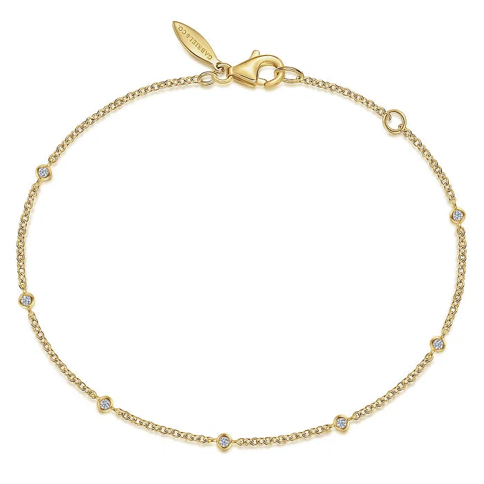 Gabriel 14K Yellow Gold Diamond Stations Chain Bracelet