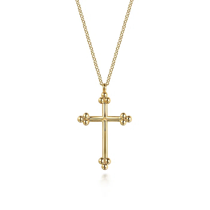 Gabriel 14K Yellow Plain Gold Bujukan 24mm Cross Necklace