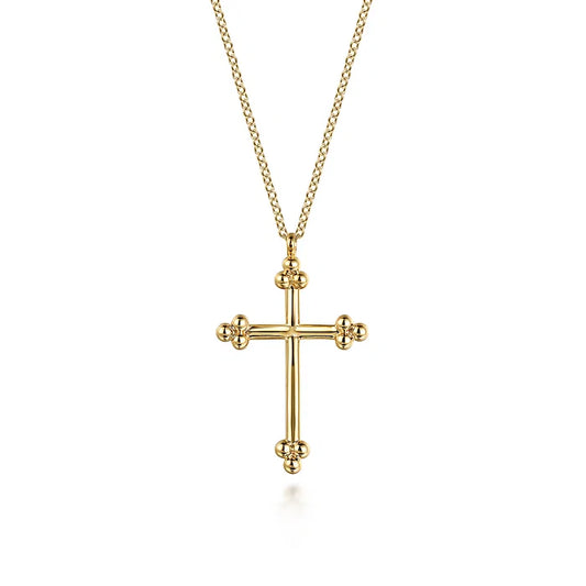 Gabriel 14K Yellow Plain Gold Bujukan 24mm Cross Necklace