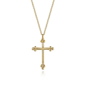 Gabriel 14K Yellow Plain Gold Bujukan 24mm Cross Necklace