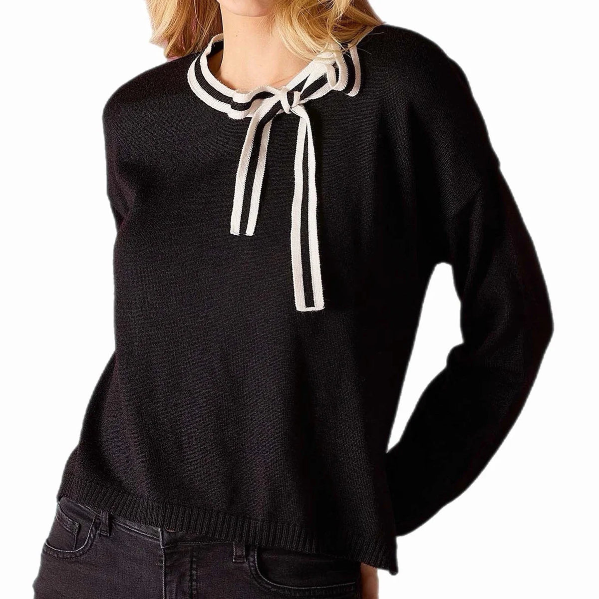 Mersea Cardiff Bow Tie Sweater-Black