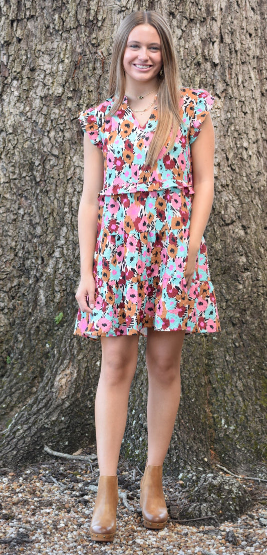 Fall Print Sleeveless Dress