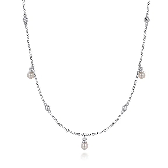 Gabriel Sterling Silver Pearl Drop Necklace