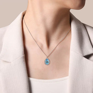 Gabriel Sterling Silver Bujukan Swiss Blue Topaz Teardrop Pendant Necklace