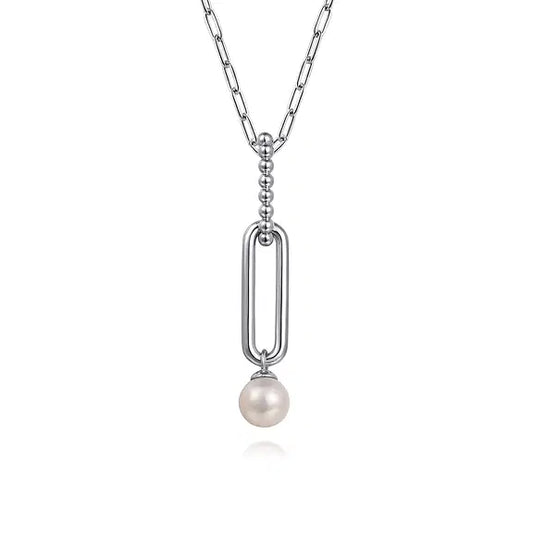 Gabriel Sterling Silver Bujukan Pearl Y Drop Necklace