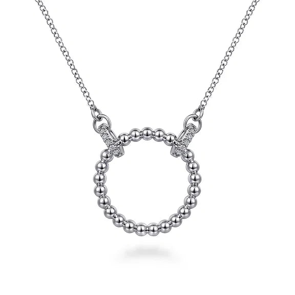 Gabriel 925 Sterling Silver Bujukan White Sapphire Open Circle Pendant Necklace