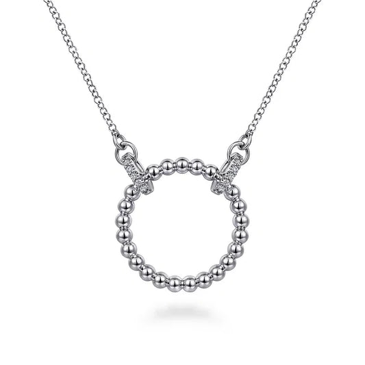 Gabriel 925 Sterling Silver Bujukan White Sapphire Open Circle Pendant Necklace