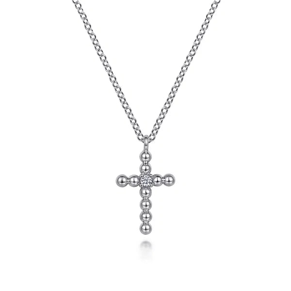 Gabriel Sterling Silver & Diamond Cross Pendant Necklace