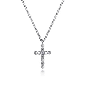 Gabriel Sterling Silver & Diamond Cross Pendant Necklace