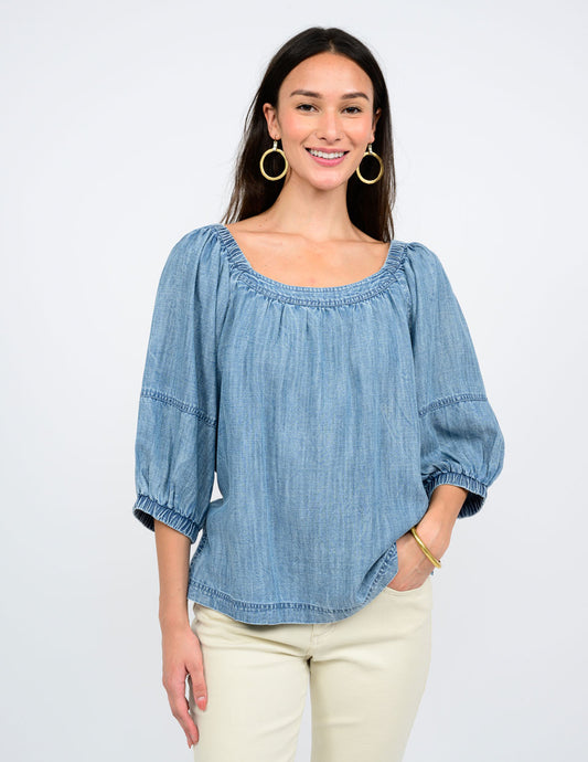 Ivy Jane Square Neck Denim Top