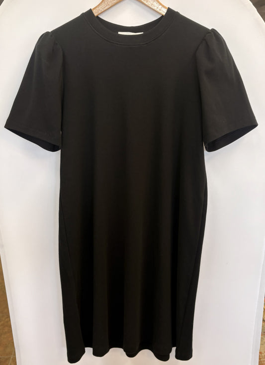 Necessitees Puff Sleeve Swing Dress-Black