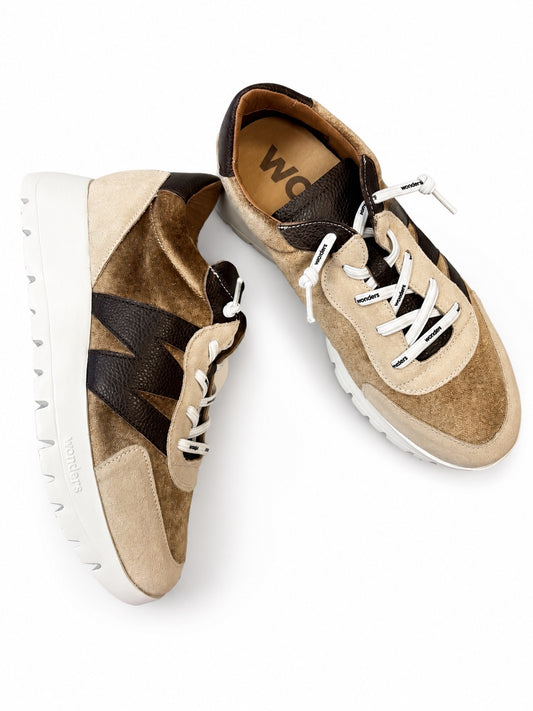Wonders A-24111 Sneakers-Beige/Taupe Combo