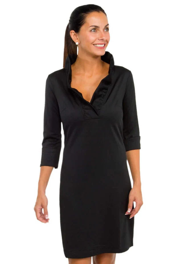 Gretchen Scott Jersey Ruffneck Dress Black