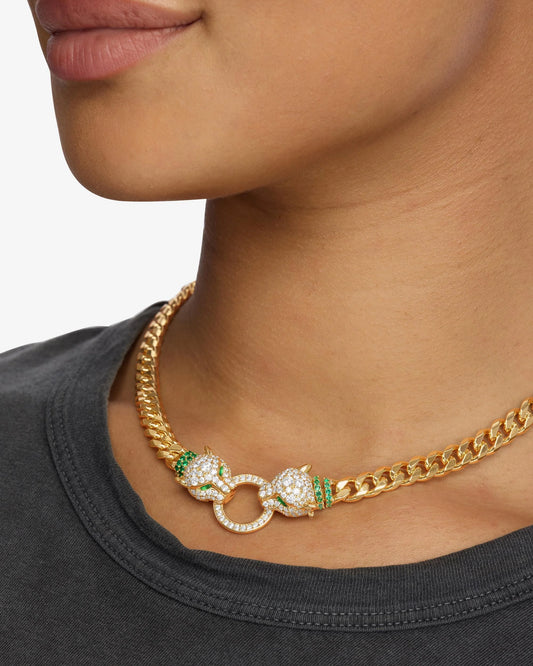 Melinda Maria Jaguar Cuban Chain Necklace-16"