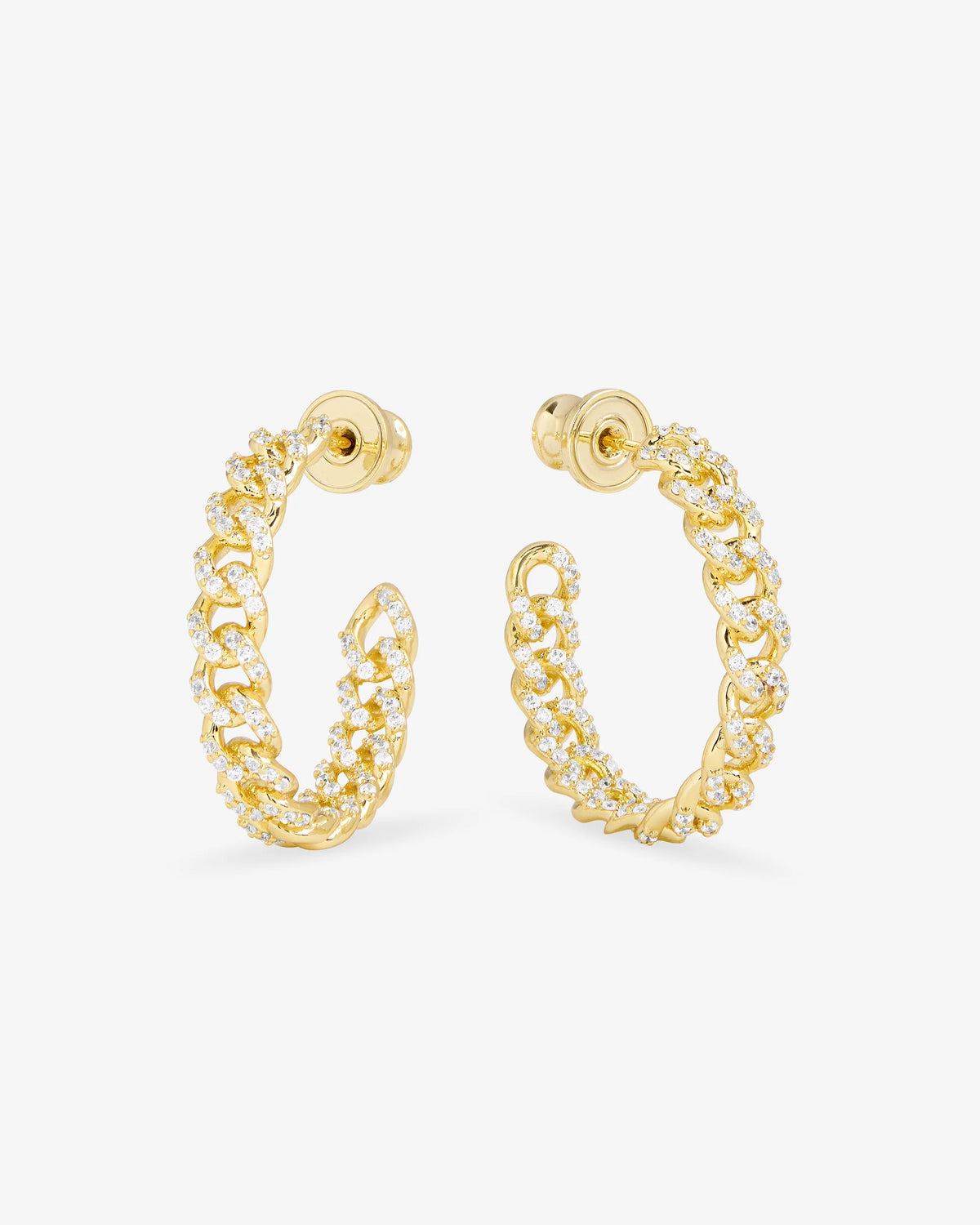 Melinda Maria Pave Julian Chain Hoops 1"-Gold/White