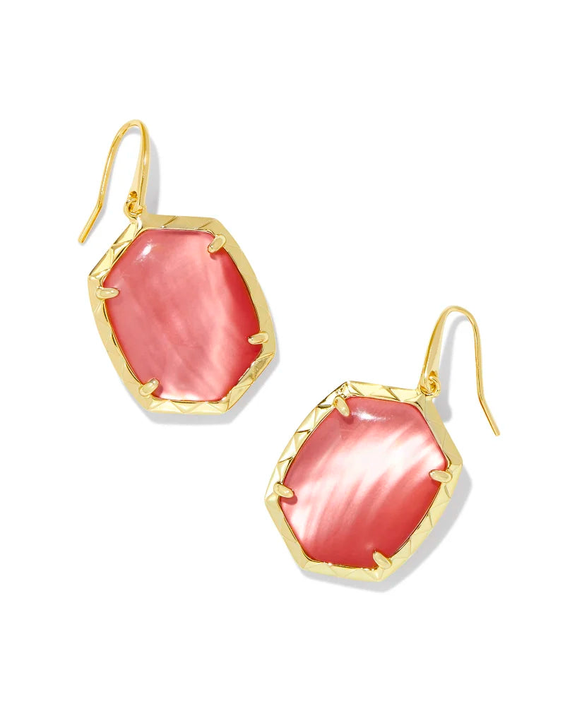 Kendra Scott Daphne Drop Earrings in Coral Pink Mother of Pearl/Gold