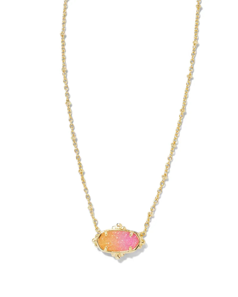 Kendra Scott Elisa Petal Necklace Gold Sunrise Ombre Drusy