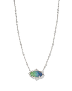 Kendra Scott Elisa Petal Necklace Silver Aqua Ombre Drusy