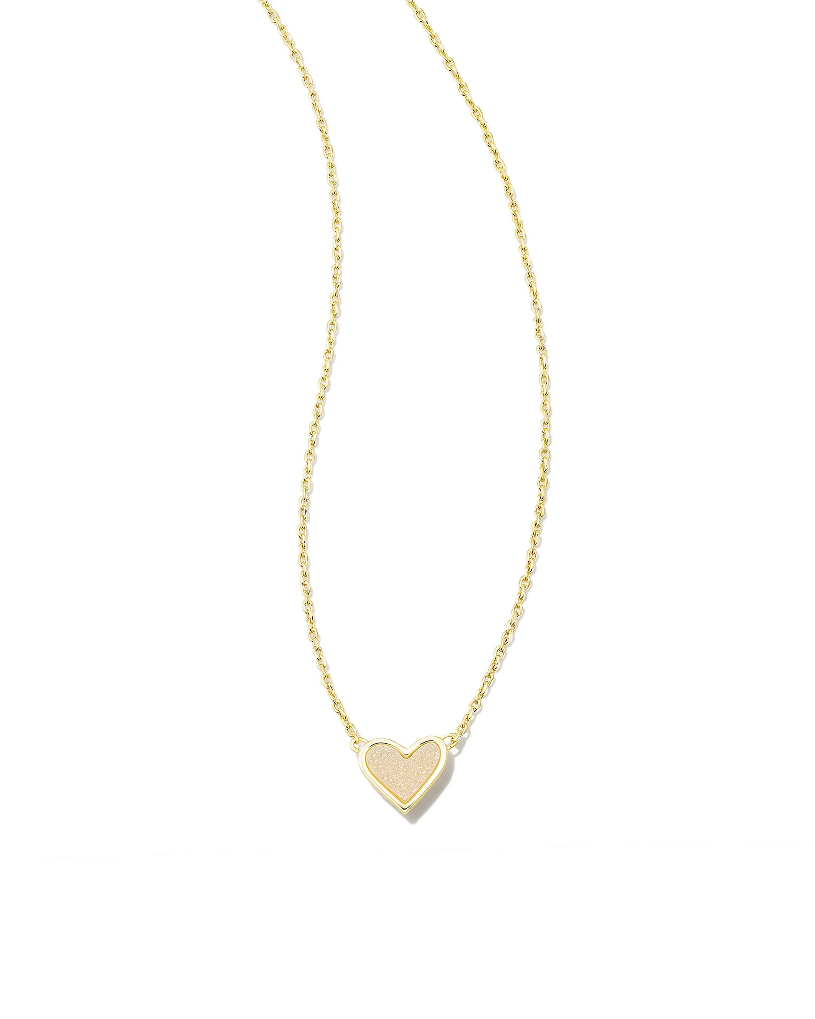 Kendra Scott Framed Ari Heart Gold Necklace with  Iridescent Drusy