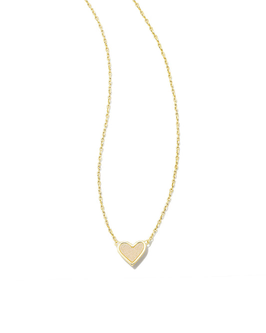 Kendra Scott Framed Ari Heart Gold Necklace with  Iridescent Drusy