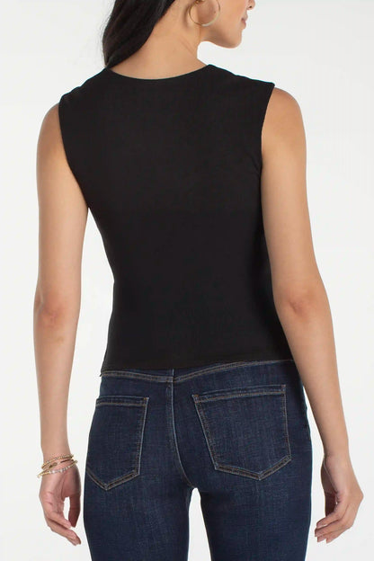 Liverpool Sleeveless Built In Bra Top-Black
