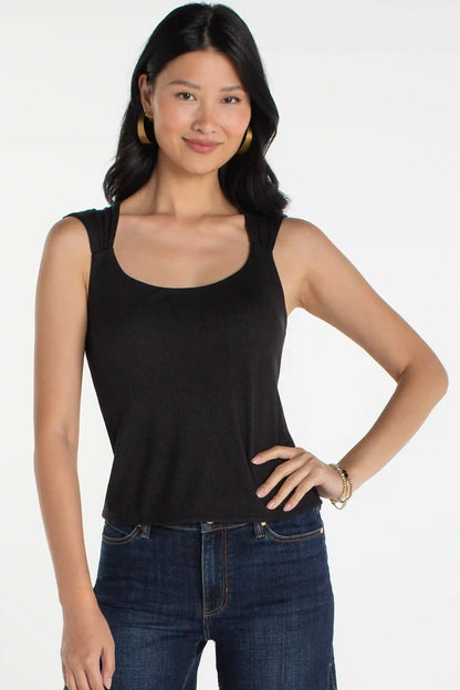 Liverpool Sleeveless Built In Bra Top-Black