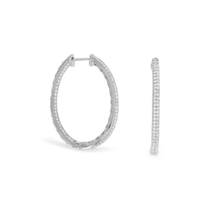 MMA Rhodium Plated CZ Inside Out Oval Hoops