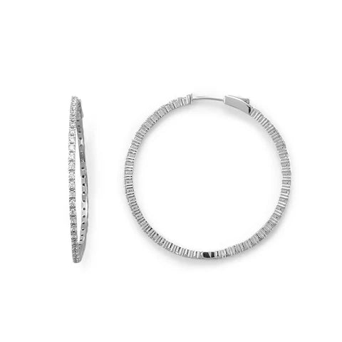 MMA Rhodium Plated CZ 40mm Hoops