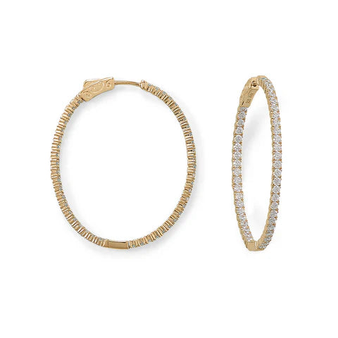 MMA Gold Plated CZ Inside Out Oval Hoops