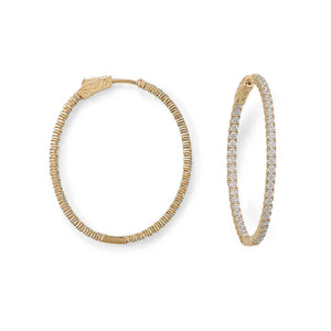 MMA Gold Plated CZ Inside Out Oval Hoops