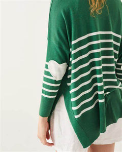 Amour Sweater in Evergreen and White Stripe