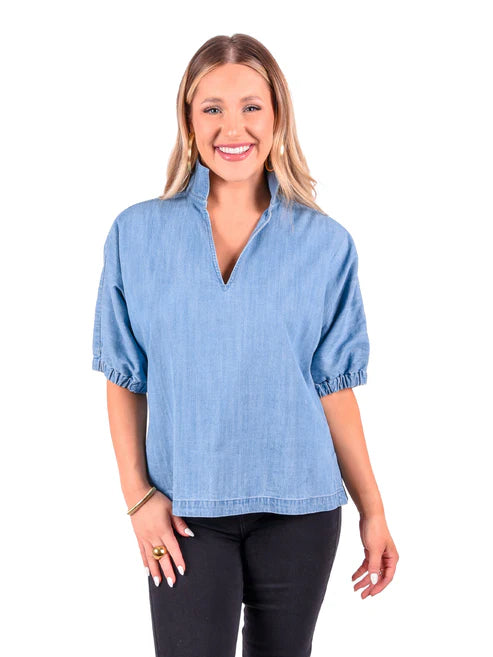 Emily McCarthy Poppy Top Denim Chambray