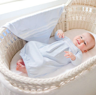 BaBy Boy's Smocked Argyle Gown with Hat- Blue