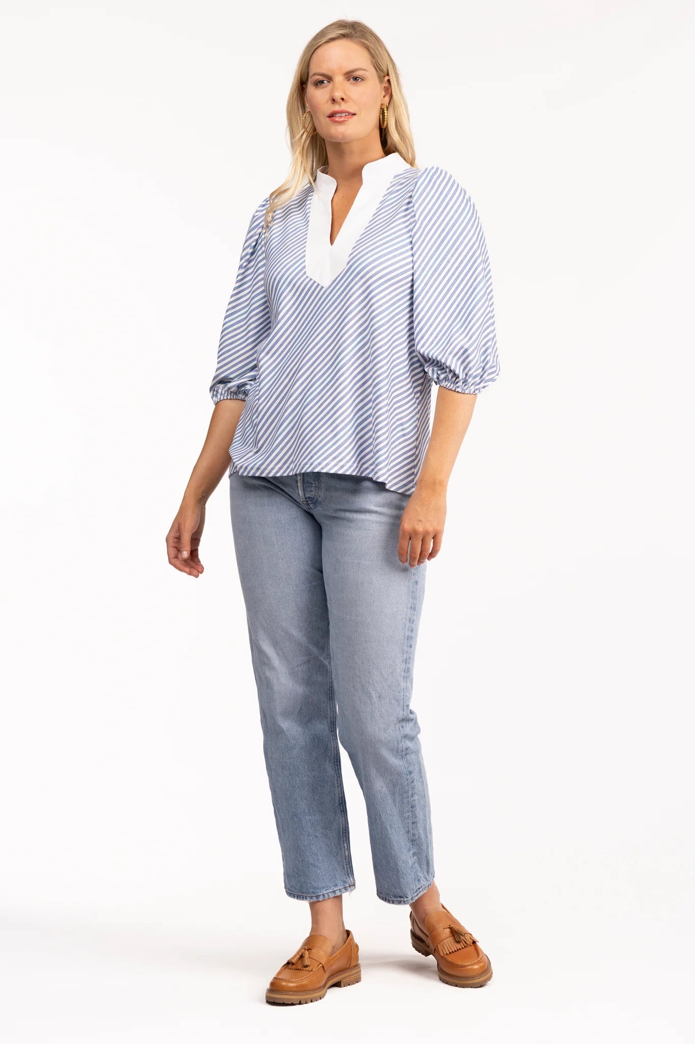 Smith & Quinn Eliza Top in Chambray Stripe