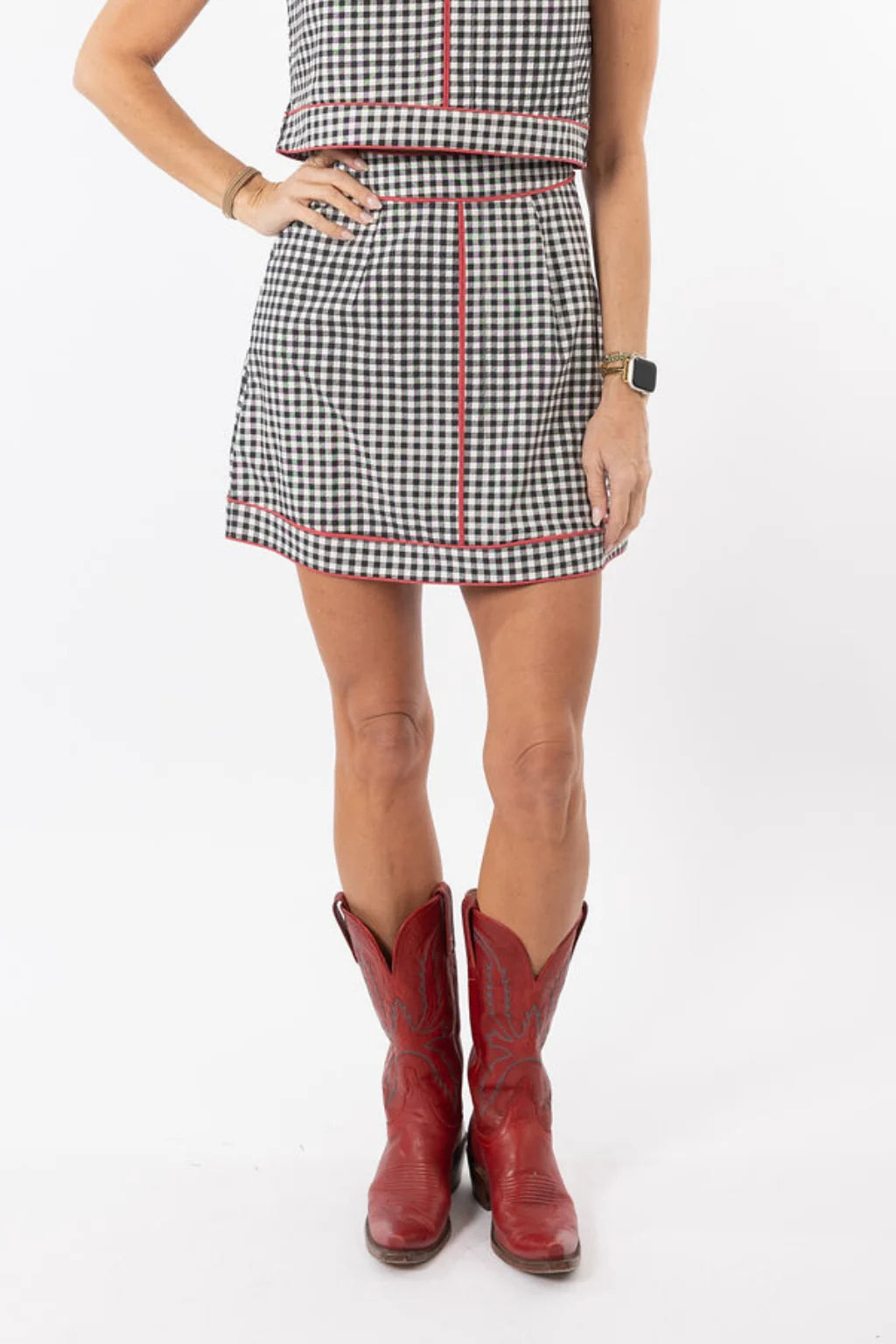 Garland Emmy Skirt-Black Gingham/Red