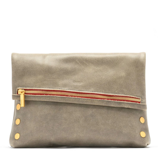 Hammitt VIP Large-Pewter Brushed Gold Red Zipper
