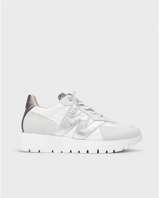 Wonders Oslo Wedge Trainers-White/Silver