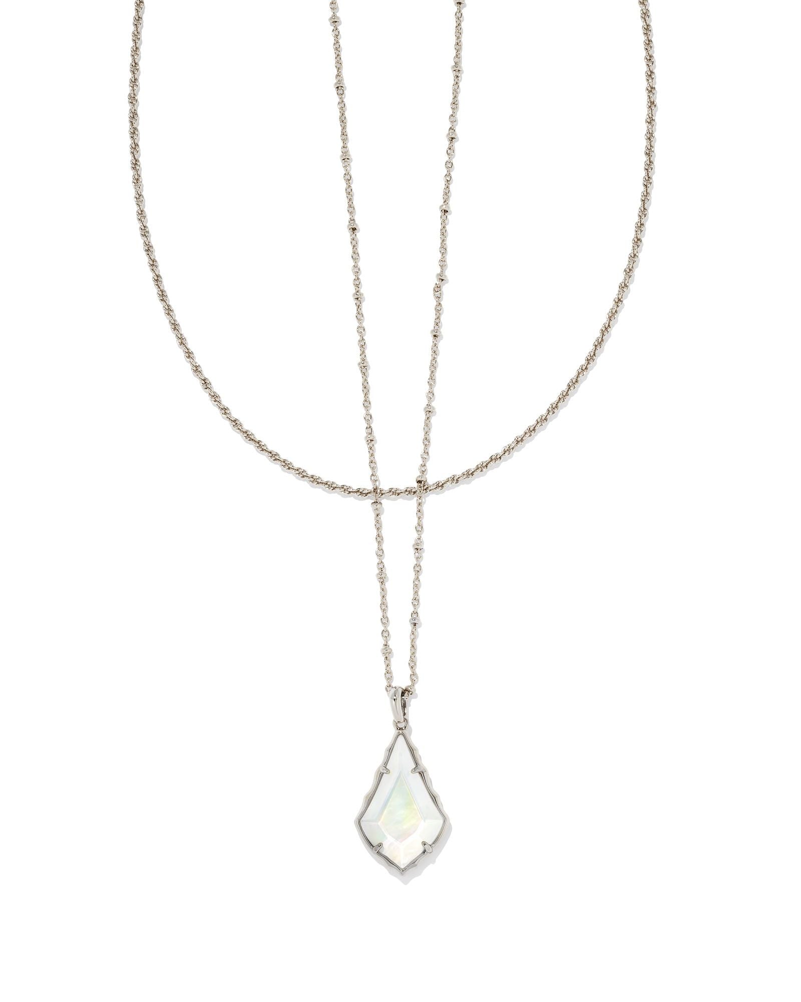 Kendra Scoot Alex Faceted Necklace Rhodium/Ivory Illusion