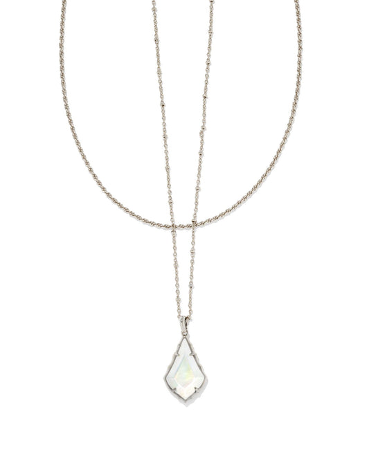 Kendra Scott Alex Faceted Necklace Rhodium/Ivory Illusion